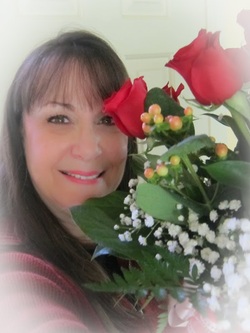 Bobbie Kogok with Valentines Day roses